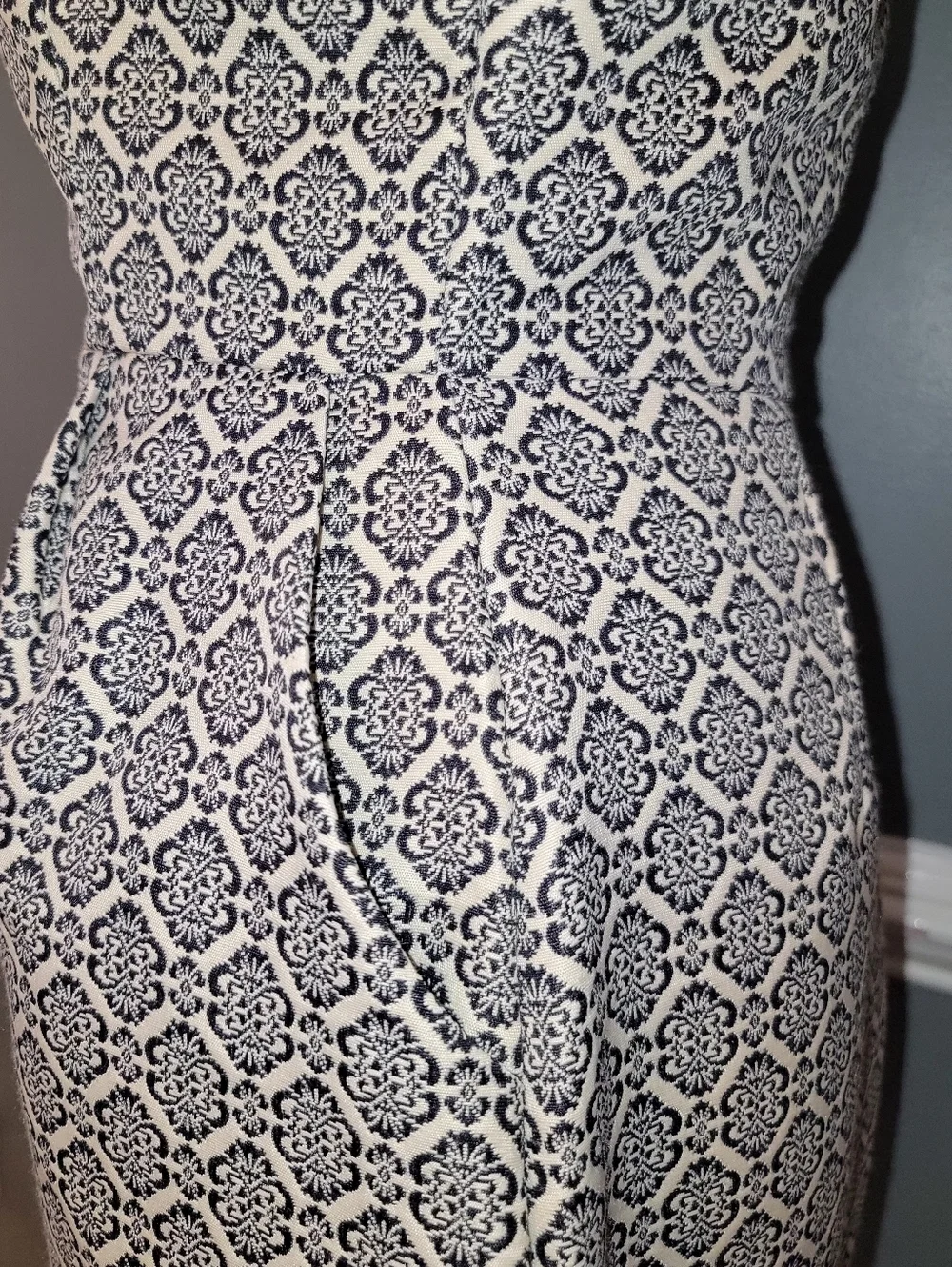 miami Strapless Sheath Dress in Black and White Tile Print - Picture 5 of 13